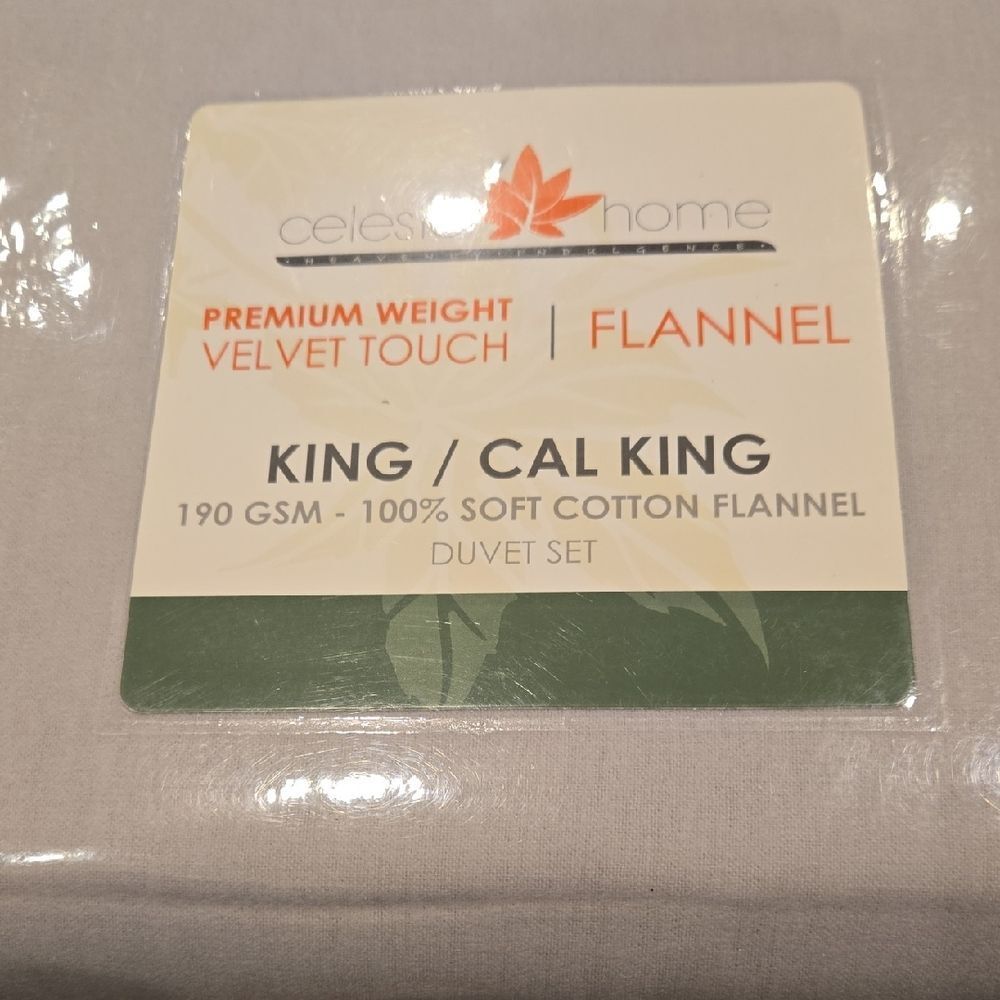 Celeste Home Gray Velvet Touch Duvet Cover 100%Cotton Flannel